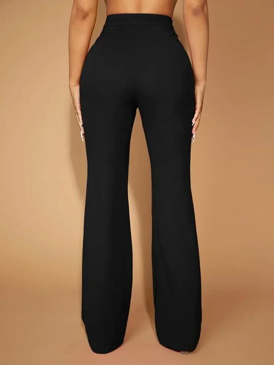 Black Elegant Women's Pants - Picture 2 of 5